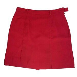 VTG Astra Womens 12 Classic Red Microfiber A-Line Flap Front Side Zip Skort
